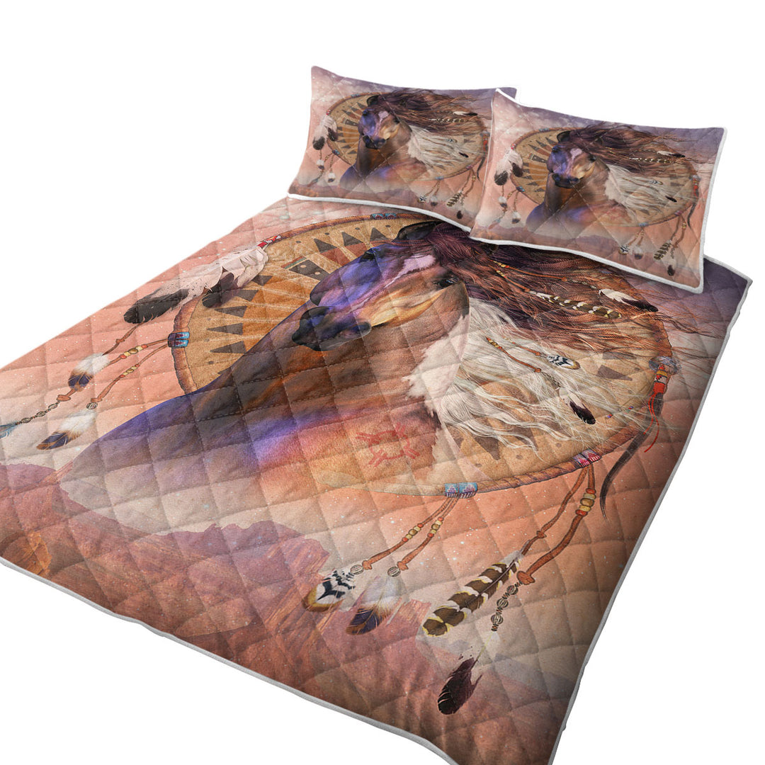 Native American Horse Spirit and Dream Catcher Coverlet