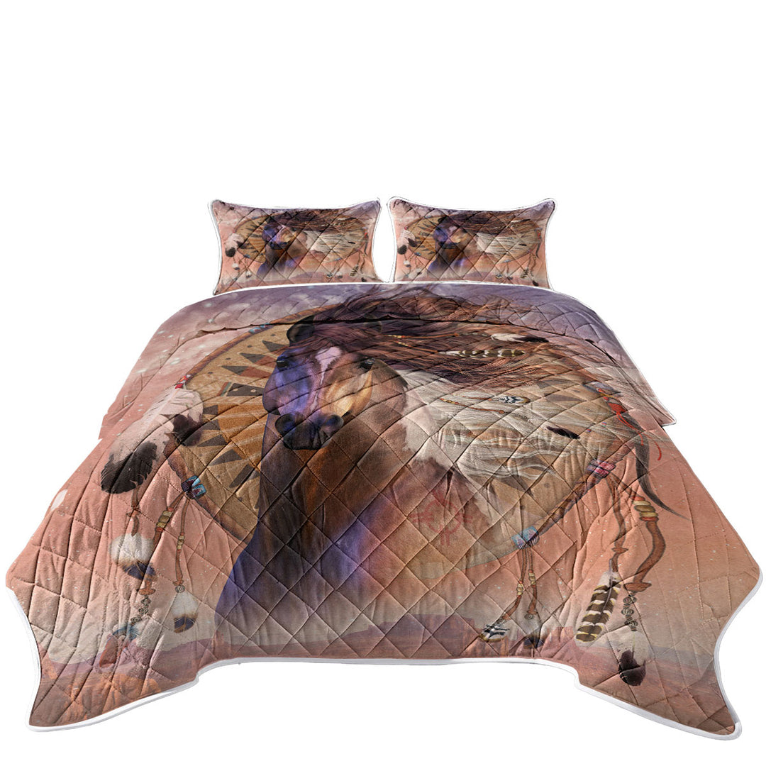 Native American Horse Spirit and Dream Catcher Coverlets