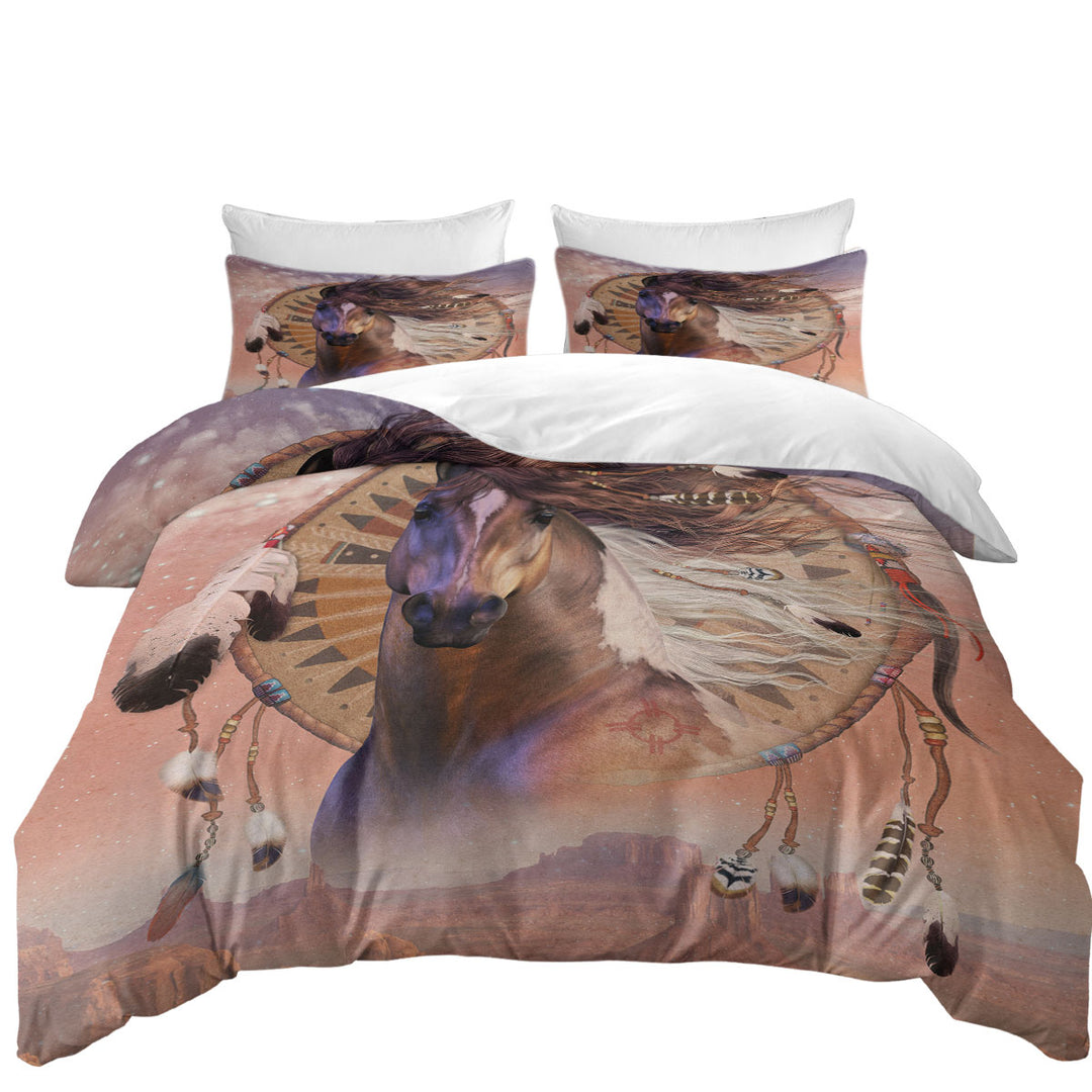 Native American Horse Spirit and Dream Catcher Duvet Cover