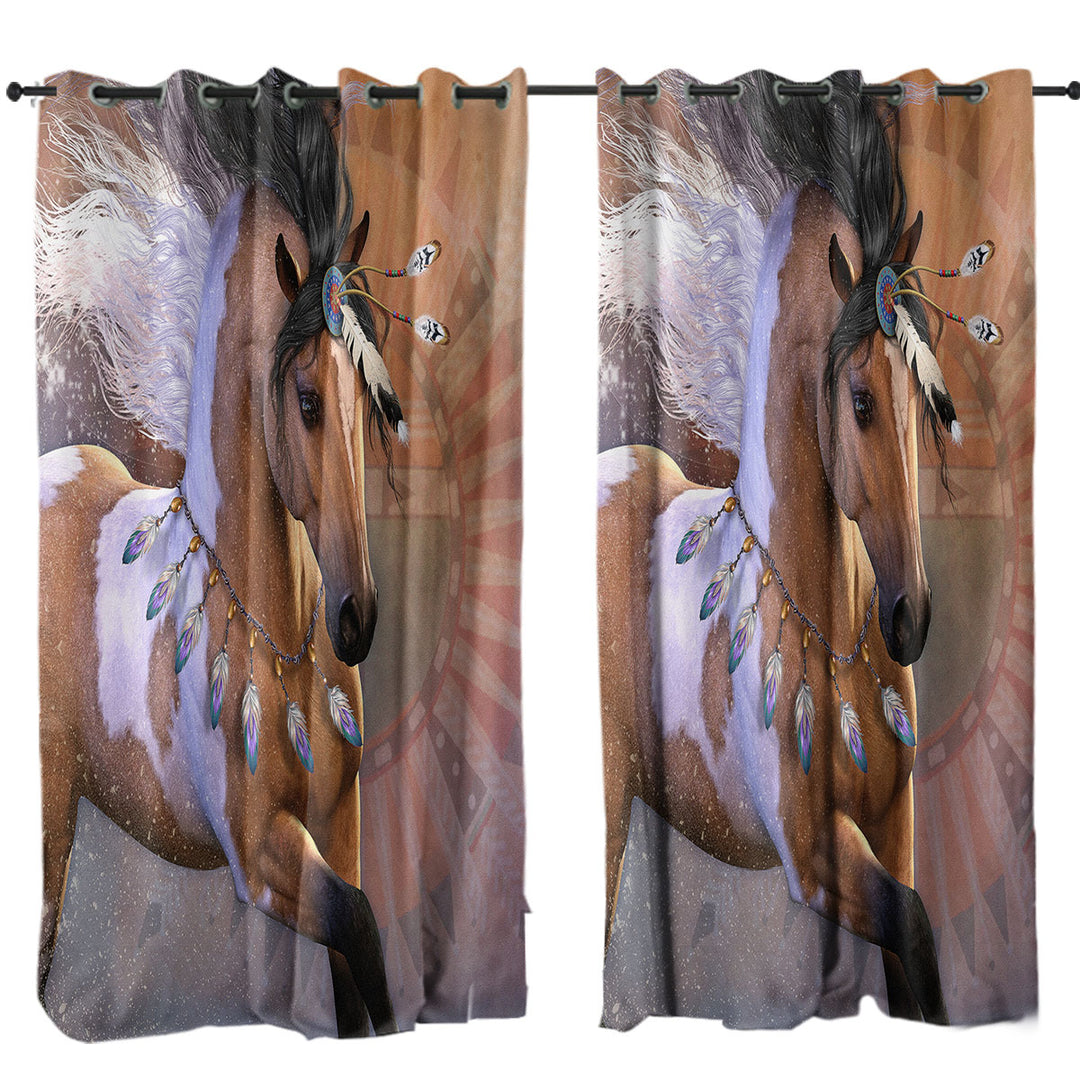 Native American Horse the Golden Feather Curtain