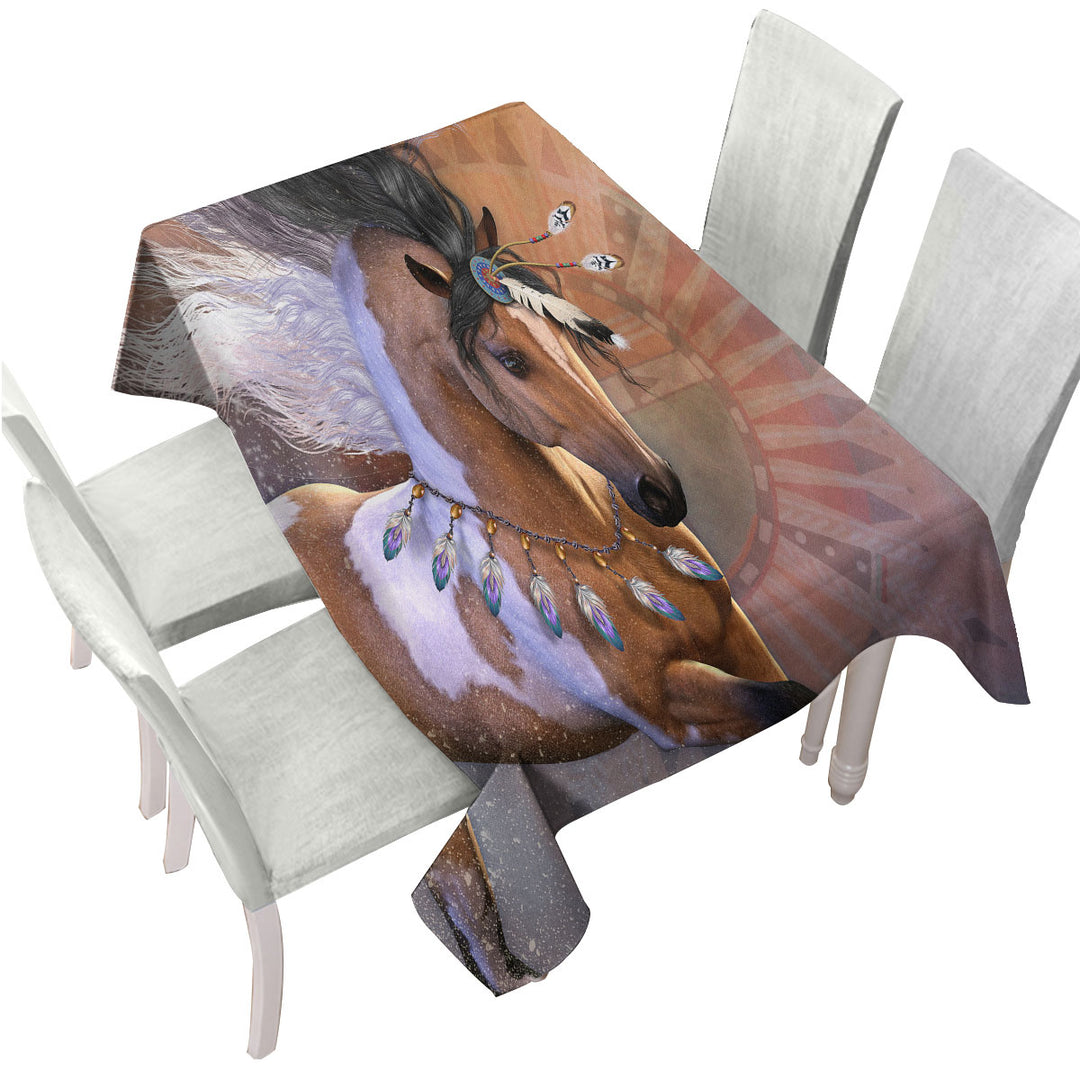 Native American Horse the Golden Feather Custom table Covers