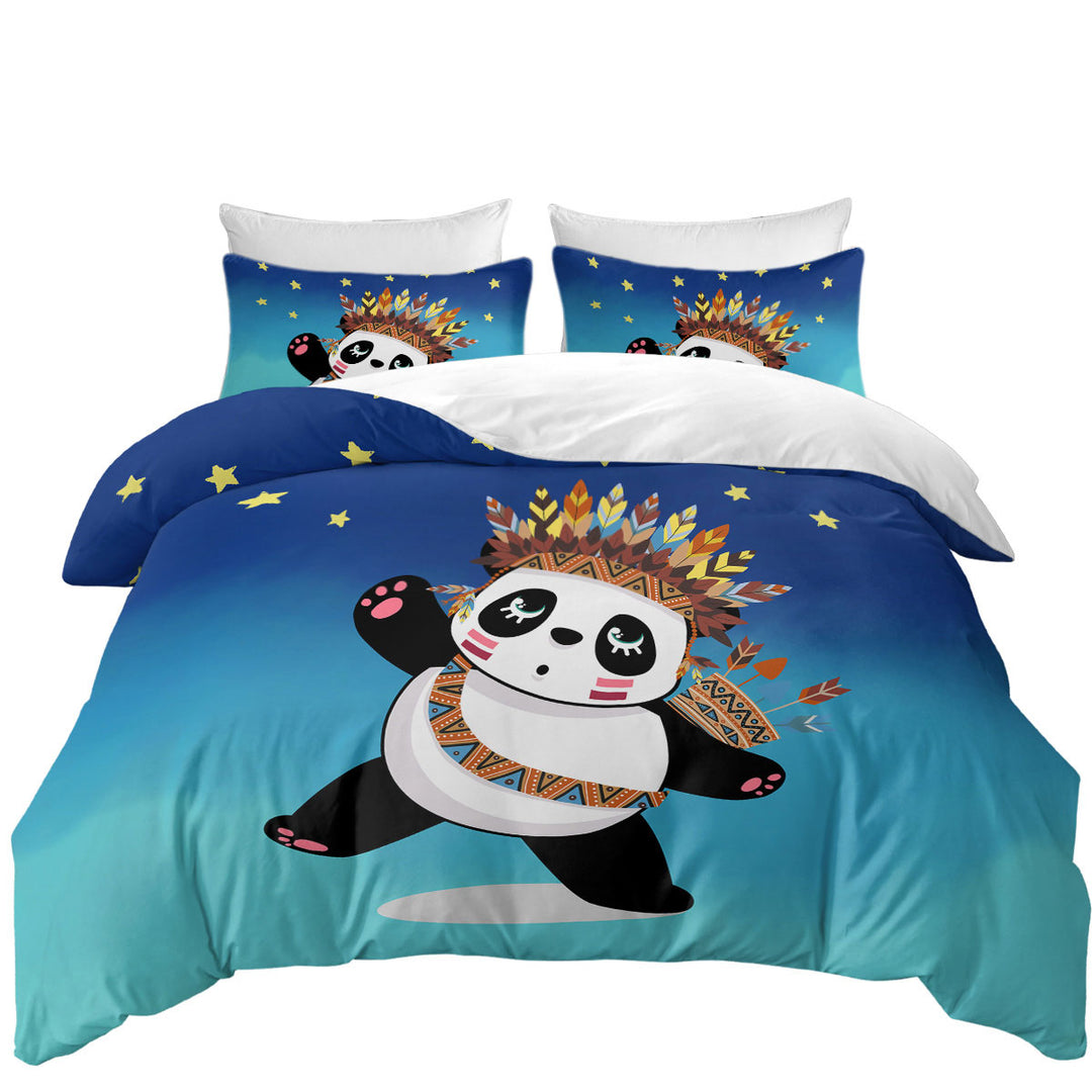 Native American Panda Duvet Cover