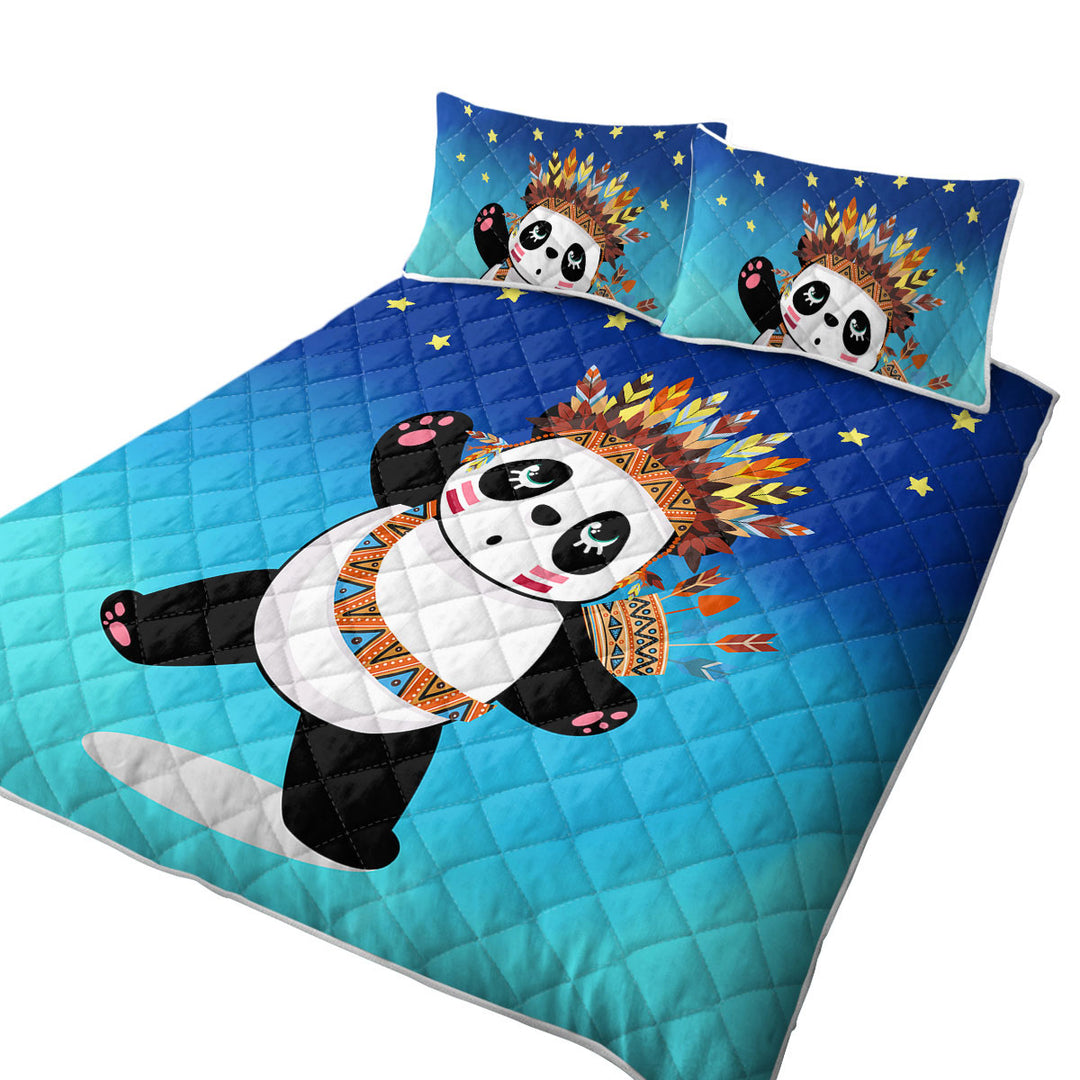 Native American Panda King Size Bedspreads