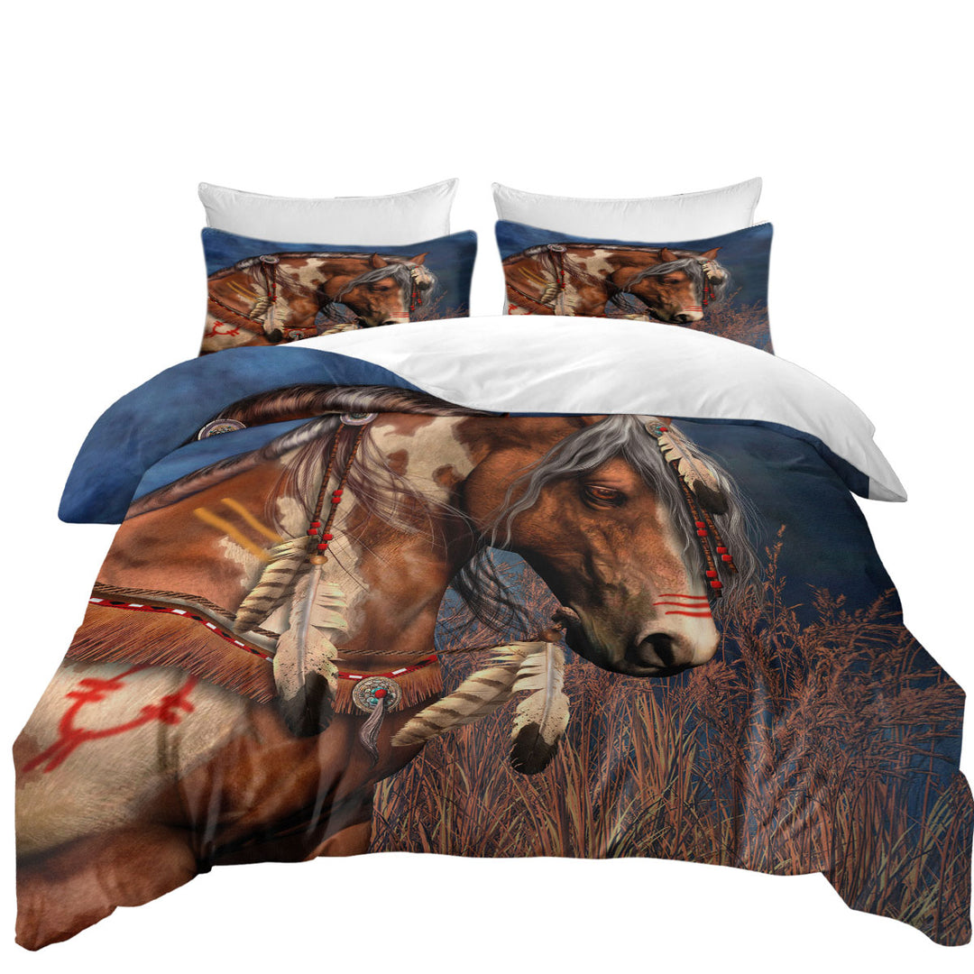 Native American War Pony Horse King Quilt Cover