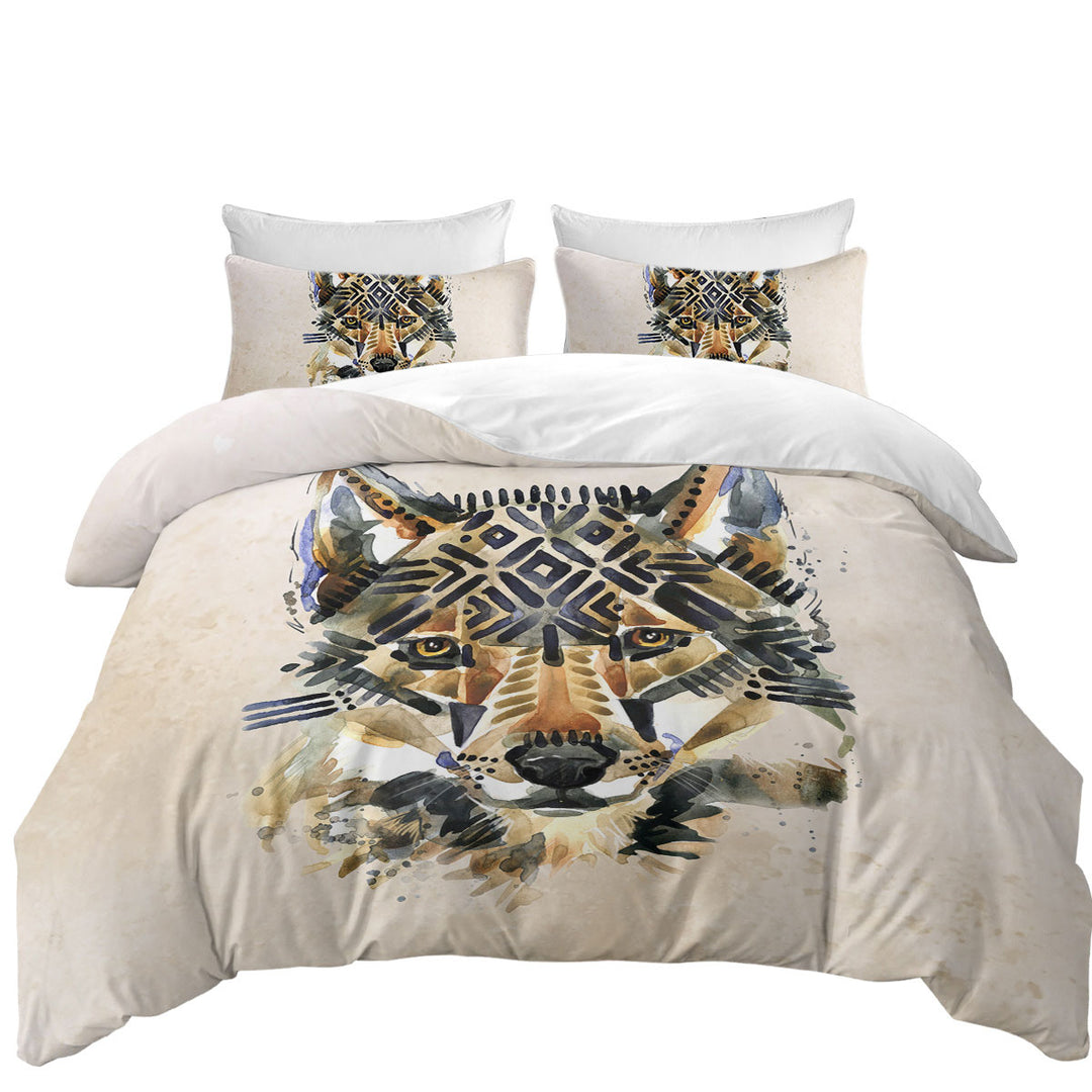 Native American Wolf Art King Size Duvet Cover