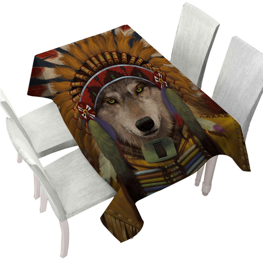 Native American Wolf Spirit Chief Custom tablecloths