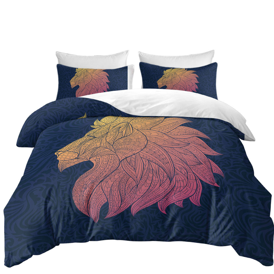 Native Elements Yellow to Red Lion Head King Quilt Cover