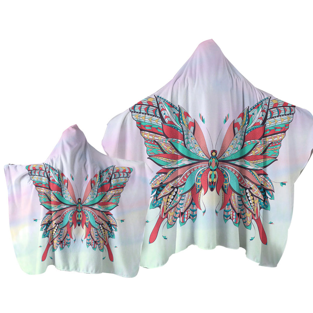 Native Multi Colored Butterfly Towel Hoodie