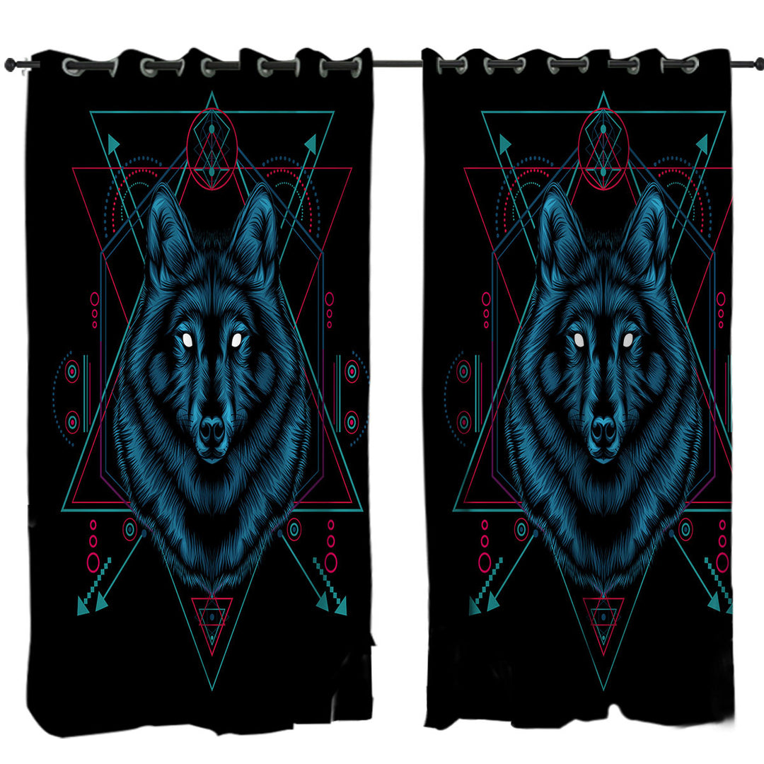 Native Spirit Blue Wolf Curtain