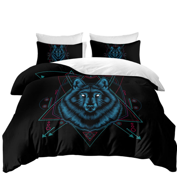 Native Spirit Blue Wolf Duvet Cover set