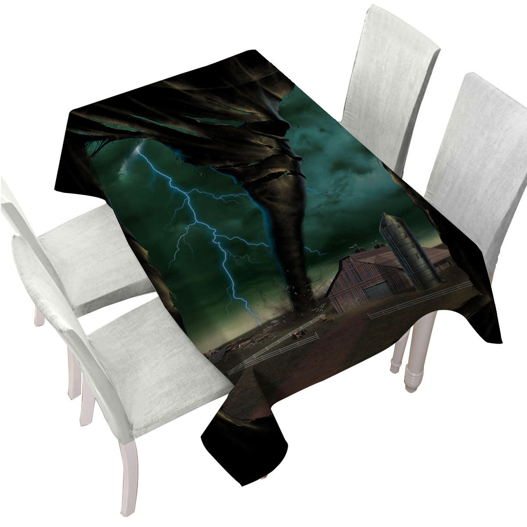 Natural Disaster Art Breaking Through Tornado Custom tablecloths