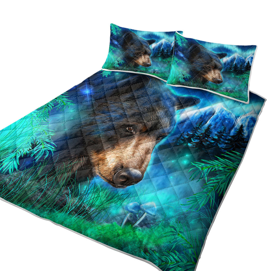 Nature Art Northern Lights Black Bear Coverlets