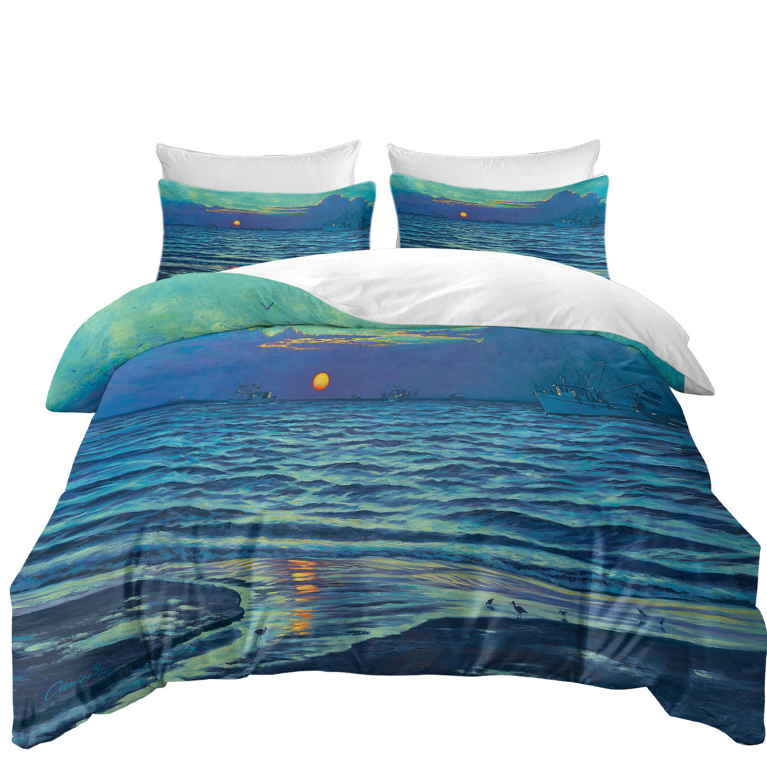 Nature Art Painting Sapelo Ocean Sunrise Duvet Cover sale