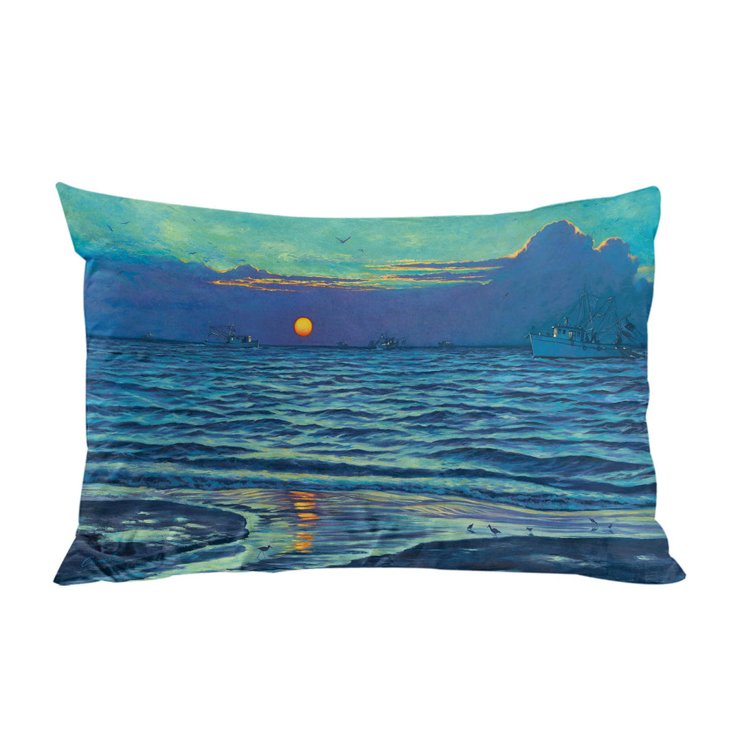 Nature Art Painting Sapelo Ocean Sunrise Pillow Cases