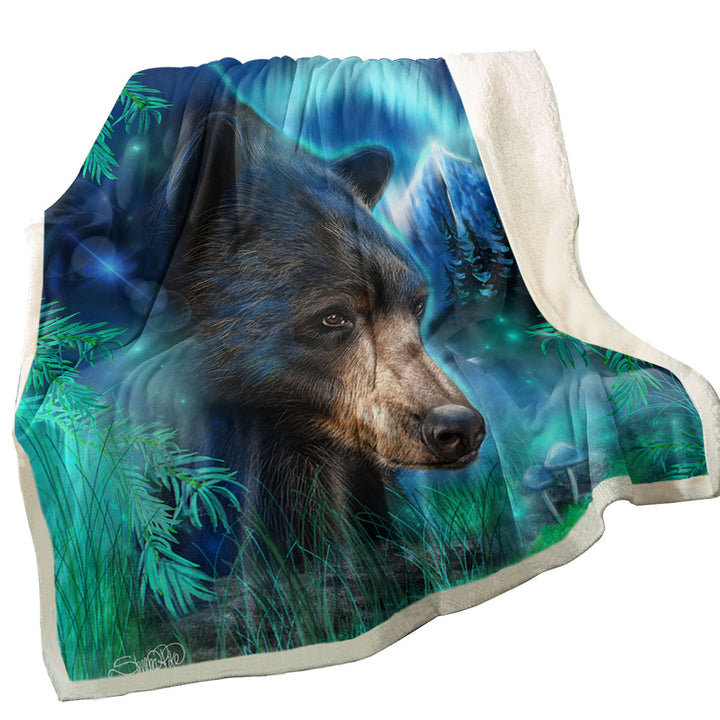 Nature Decorative Throws Art Northern Lights Black Bear