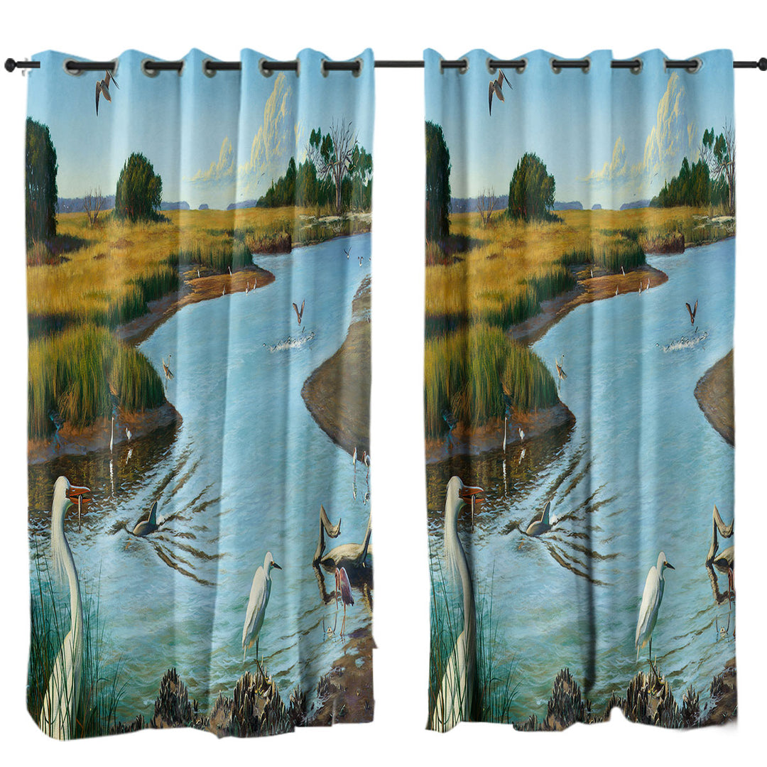 Nature Lake Art Birds of Paradise Curtains