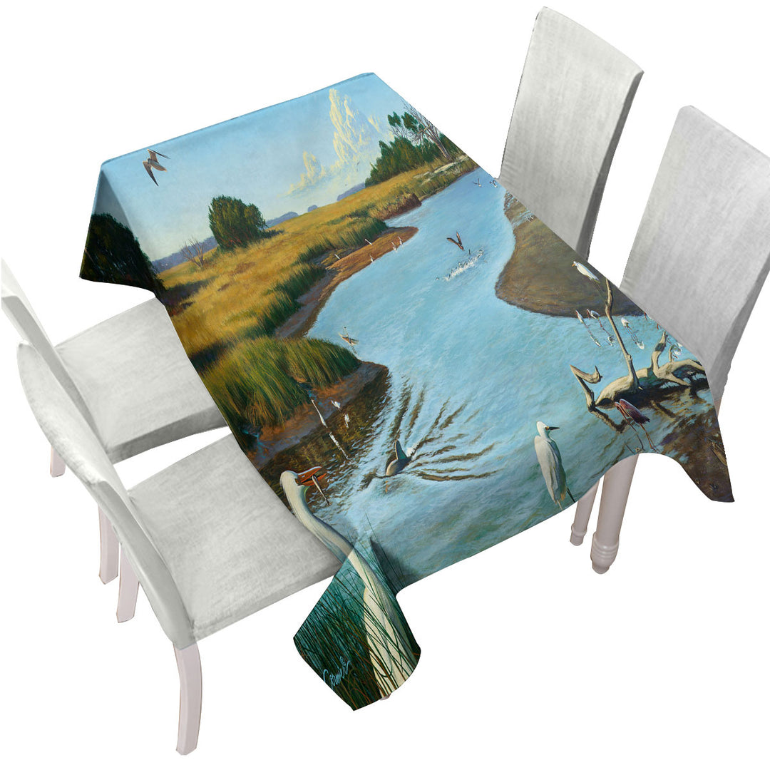 Nature Lake Art Birds of Paradise Tablecloth