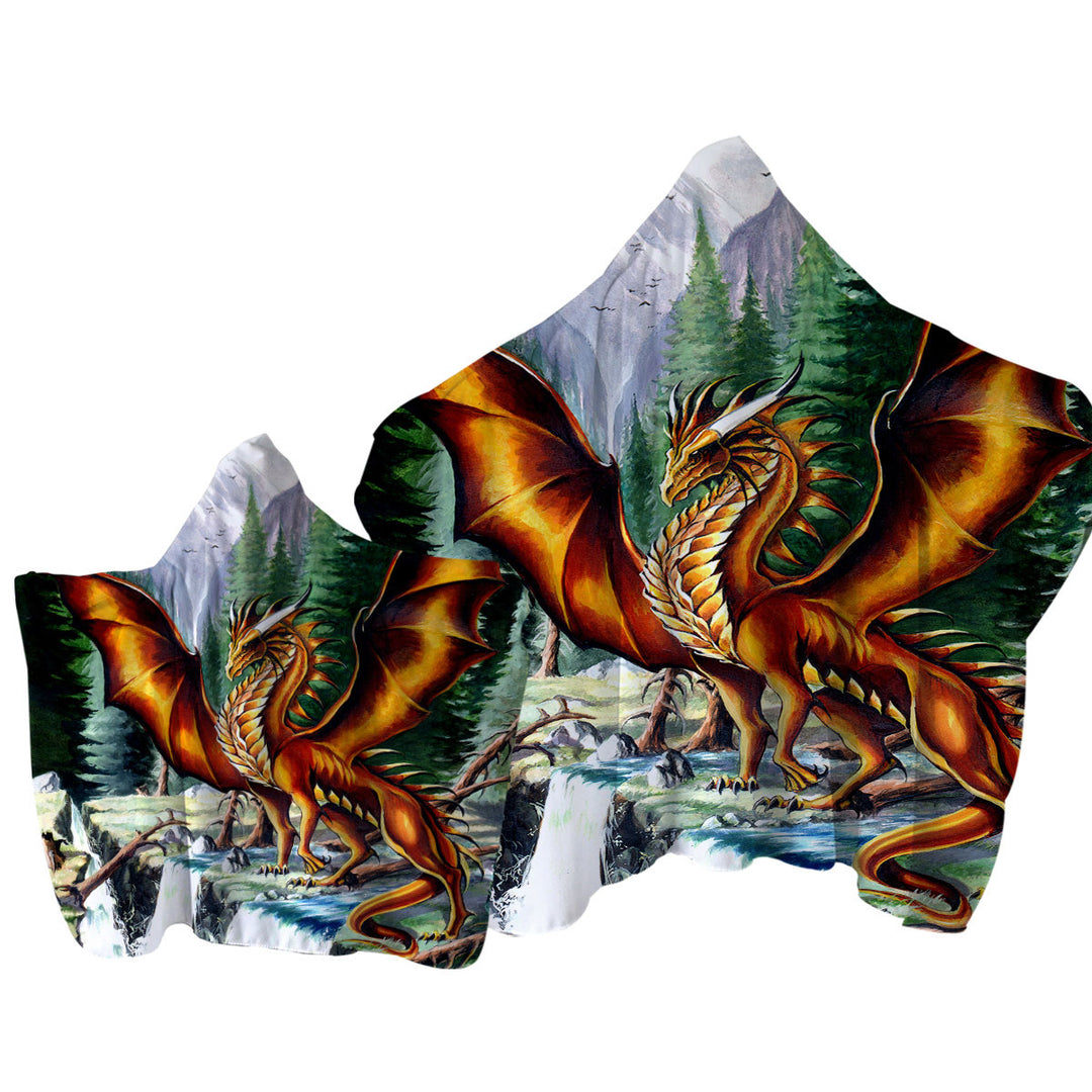 Nature Mountain Waterfall Forest Solaris Dragon Hooded Beach Towel