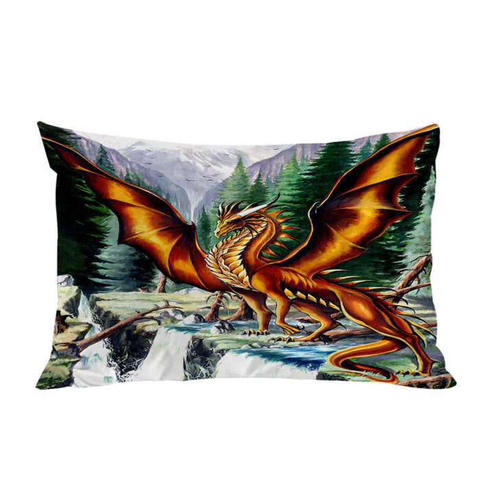 Nature Mountain Waterfall Forest Solaris Dragon Pillowcase