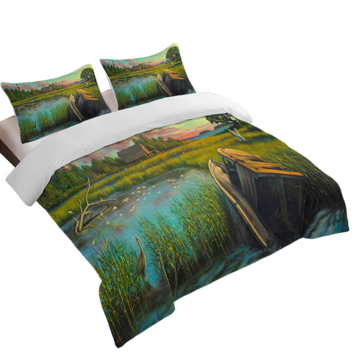 Nature Rustic Art Painting Laughing Gull Creek Bed Covers