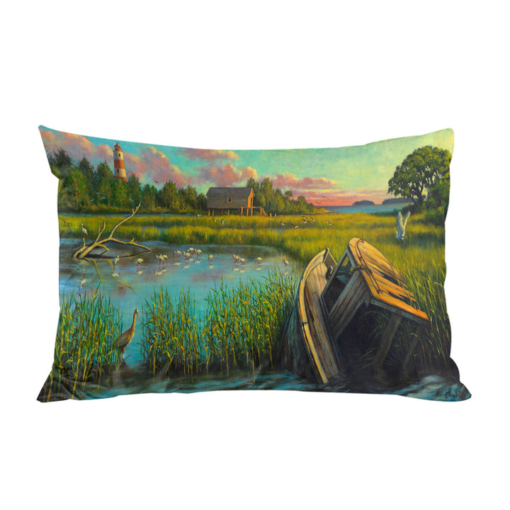 Nature Rustic Art Painting Laughing Gull Creek Pillow Cases