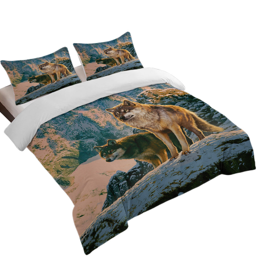 Nature Wildlife Art Wolf Couple in Sunset Donna Covers