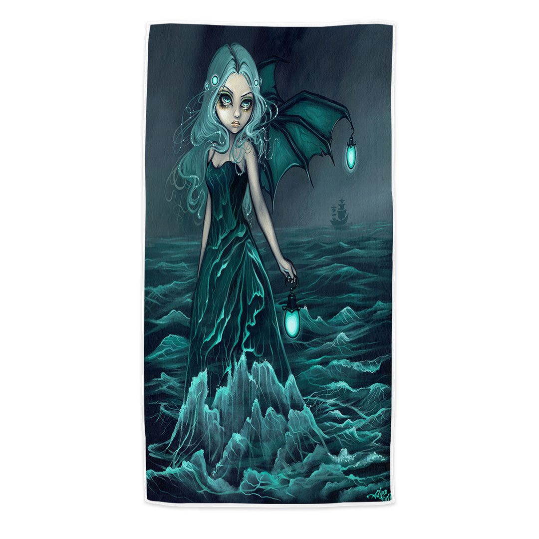 Nautical Beach Towels Fantasy Art Sea Beacon the Ocean Angel