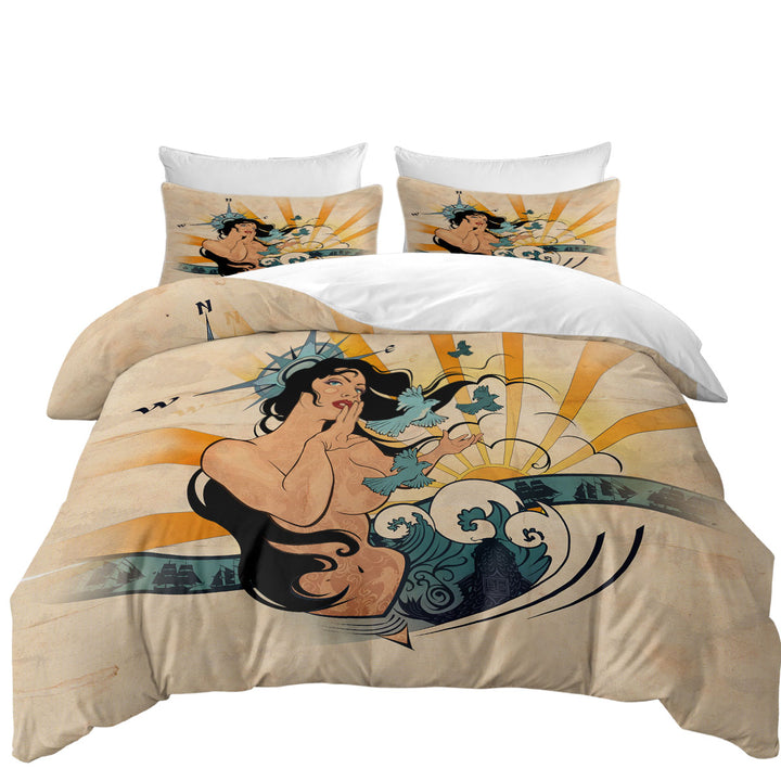 Nautical Sexy Woman Spirit of Navigation Duvet Cover