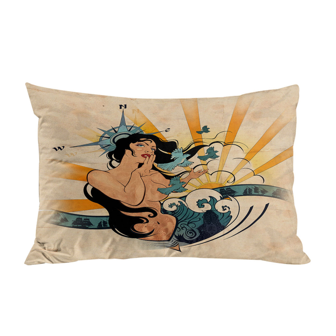 Nautical Sexy Woman Spirit of Navigation Pillowcase