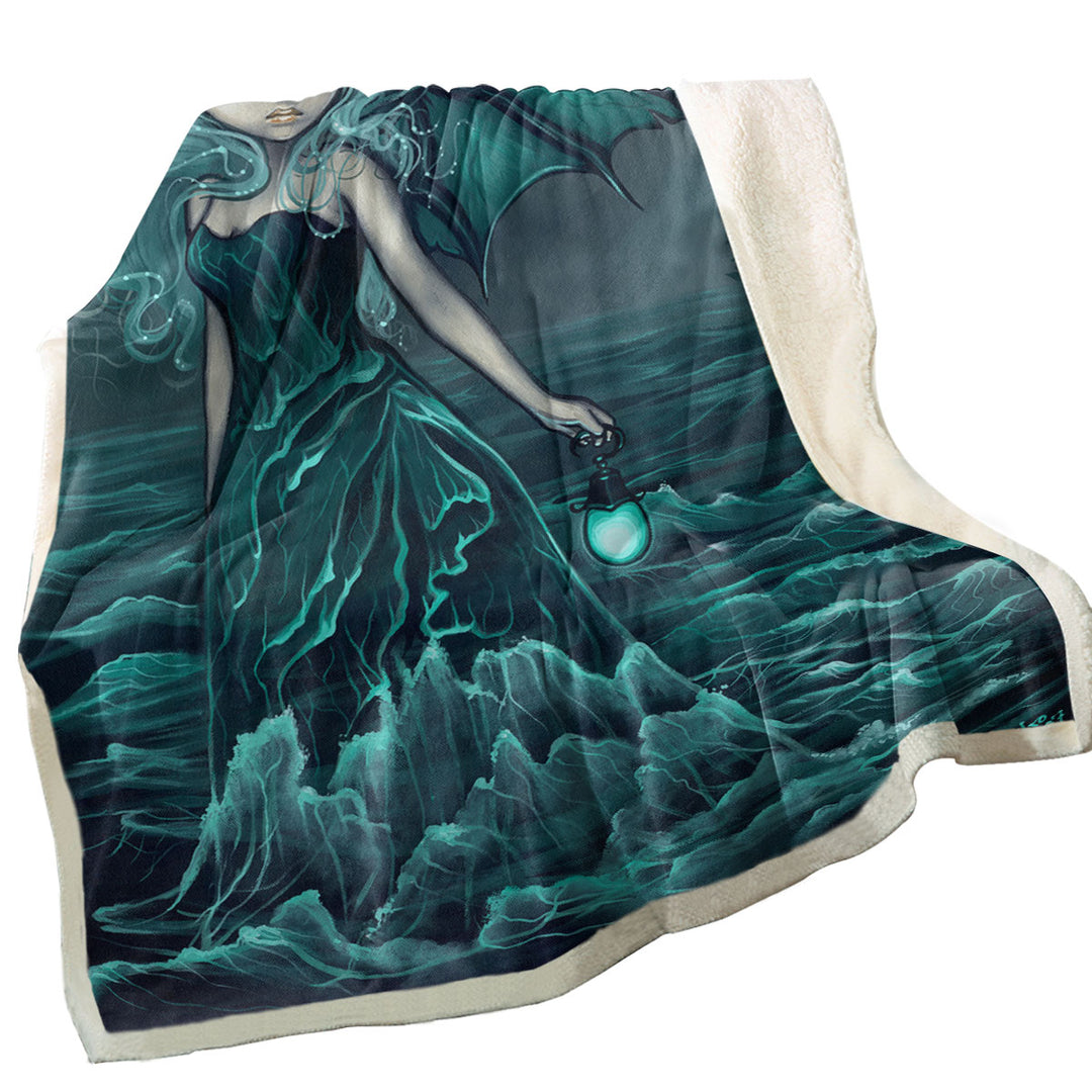 Nautical Throws Fantasy Art Sea Beacon the Ocean Angel