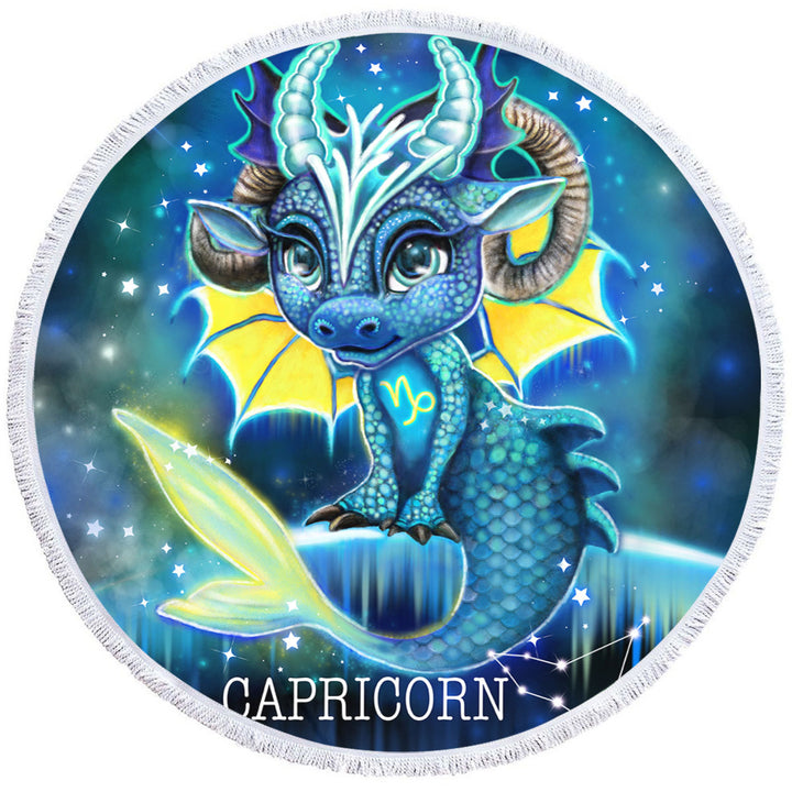 Nice Beach Towels Gift Ideas for Kids Fantasy Art Capricorn Lil Dragon