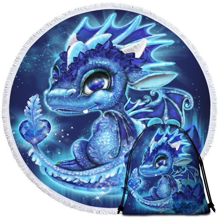 Nice Beach Towels for Gift September Sapphire Birthstone Lil Dragon