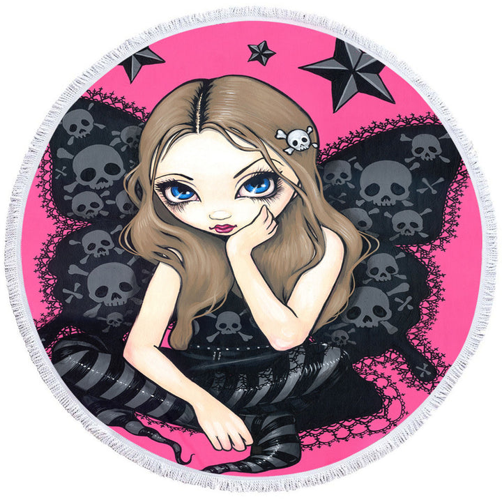 Nice Beach Towels with Beautiful Gothic Girl Skulls and Stars