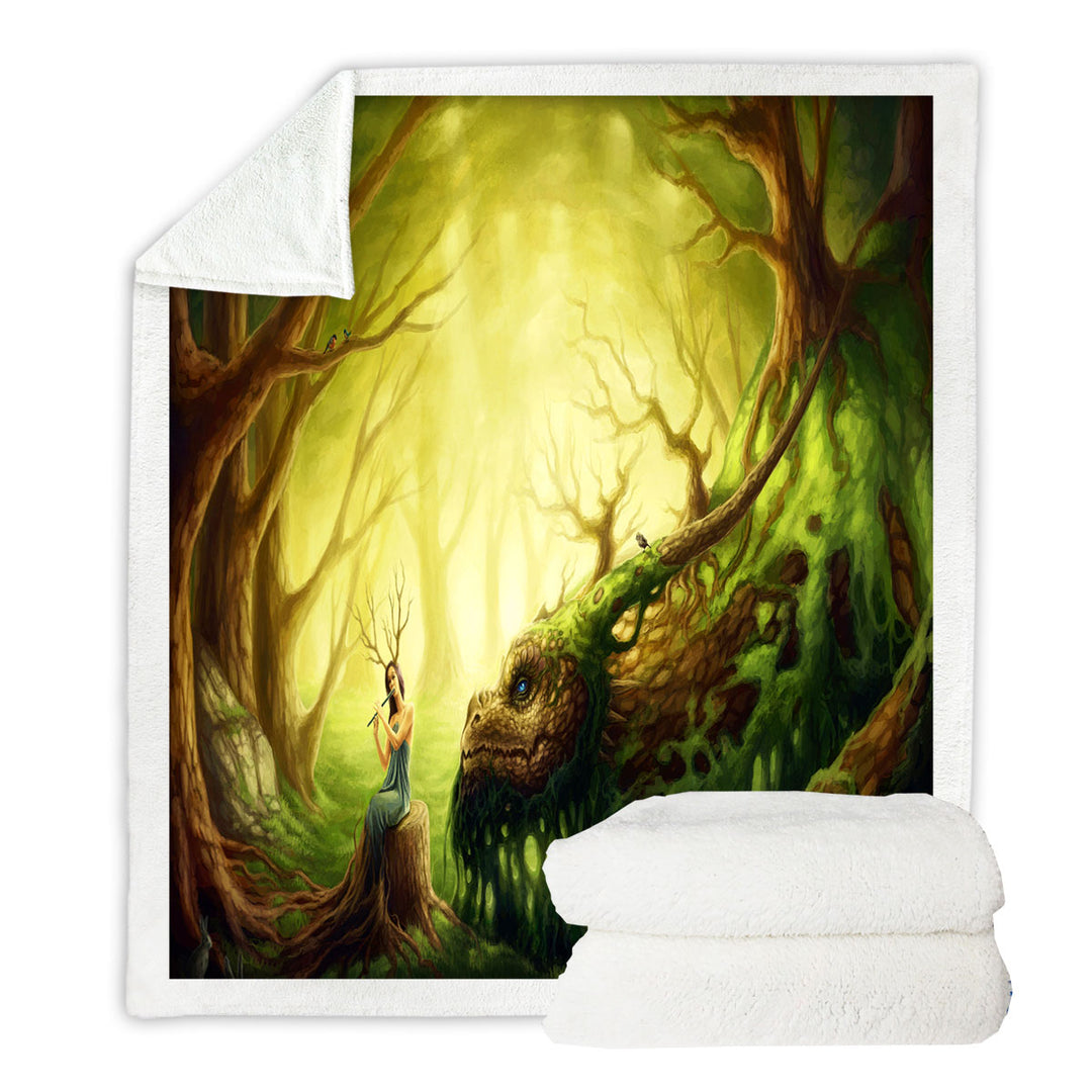 Nice Sofa Blankets Forgotten Fairytales Forest Fairy and Dragon