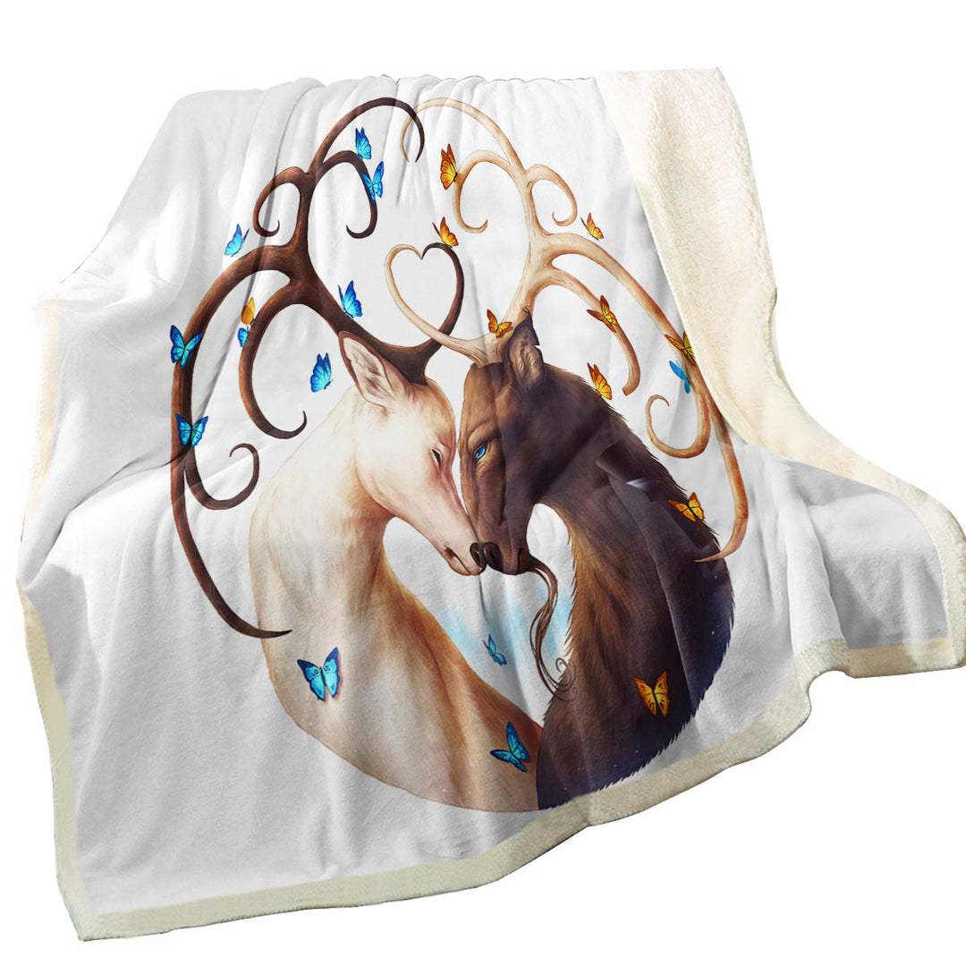 Nice Throws Circle of Life Butterflies and Yin Yang Deer