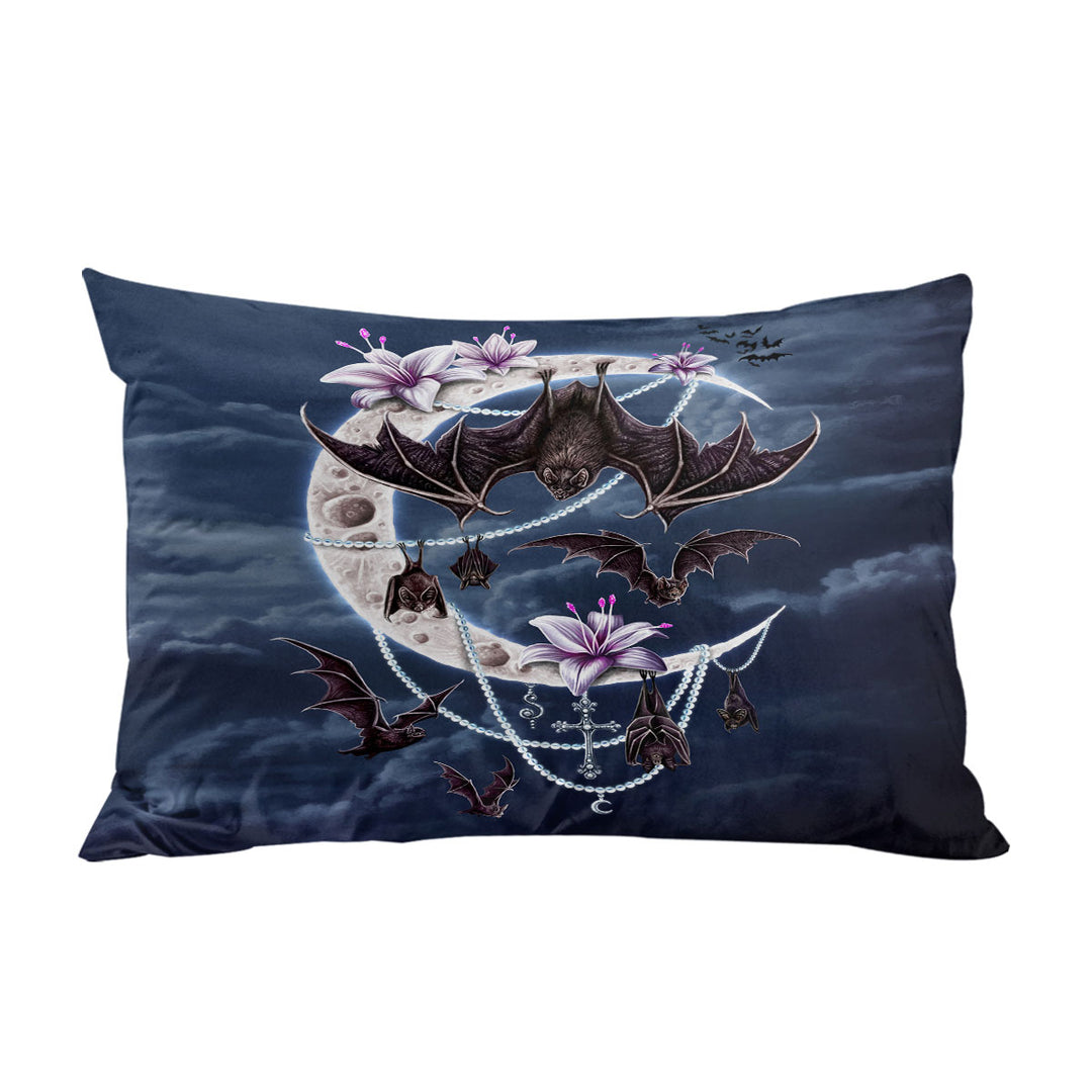 Night Art Bat Moon and Lilies Pillowcases