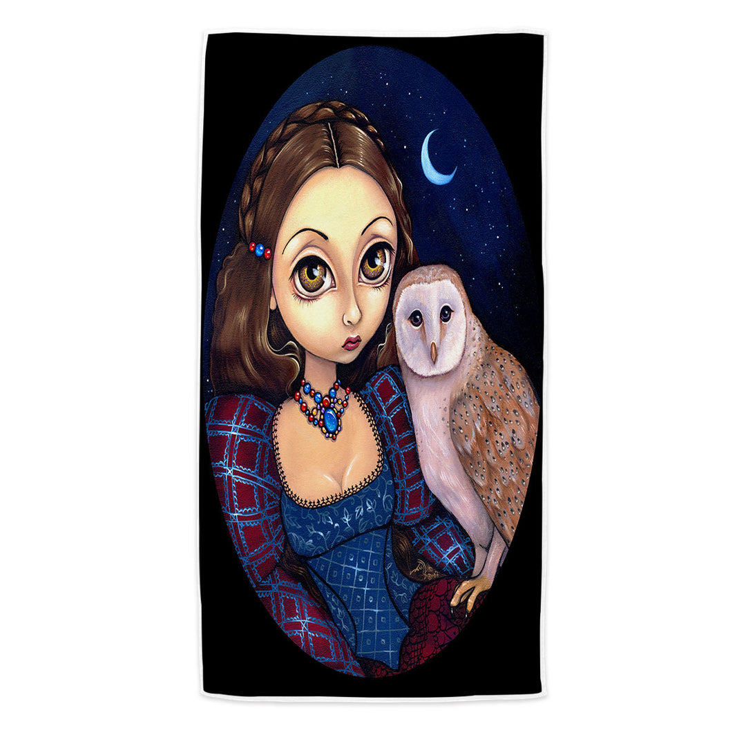 Night Sky Barn Owl Princess Microfiber Beach Towel