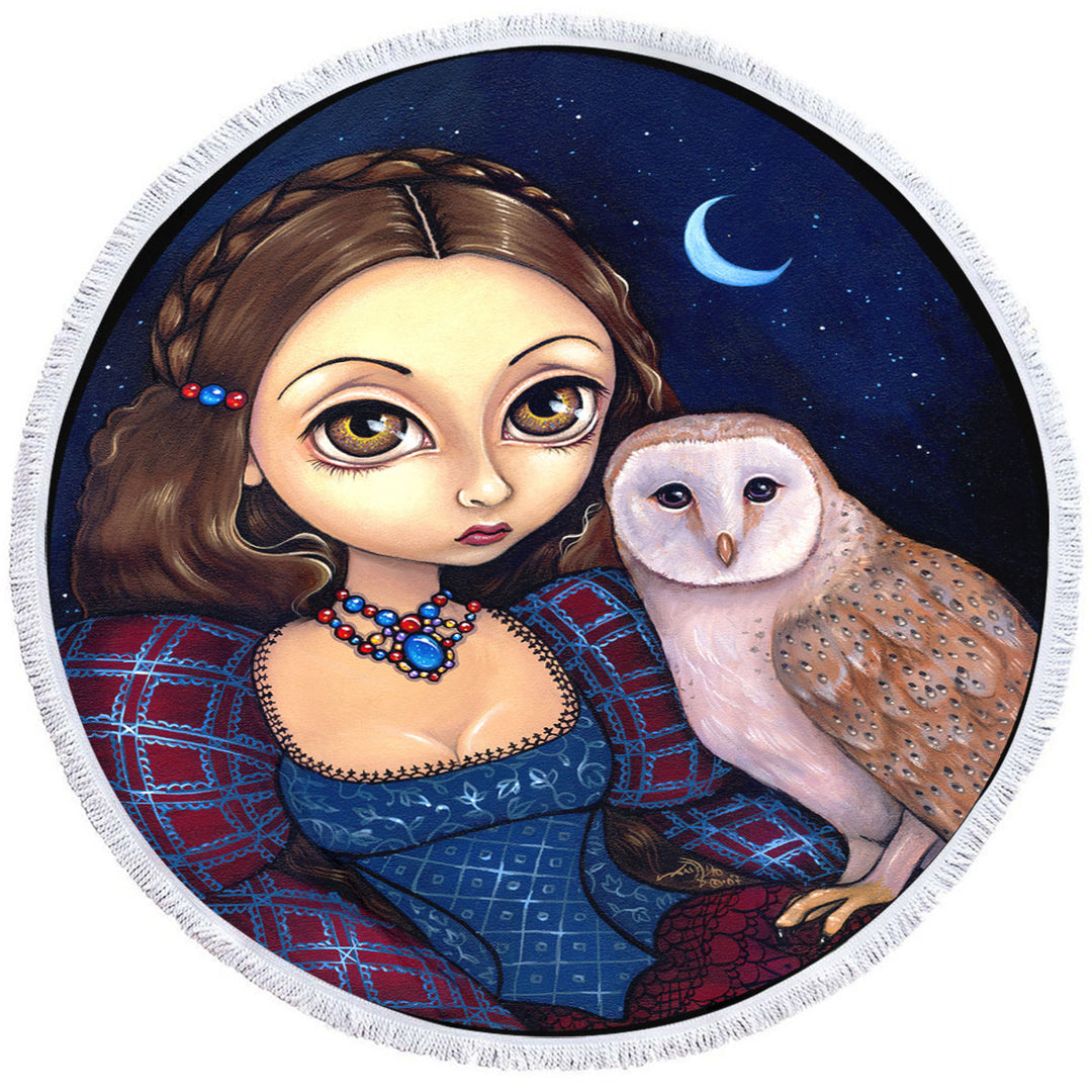 Night Sky Barn Owl Princess Microfibre Beach Towels