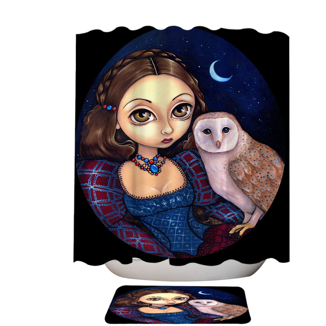 Night Sky Barn Owl Princess Shower Curtain