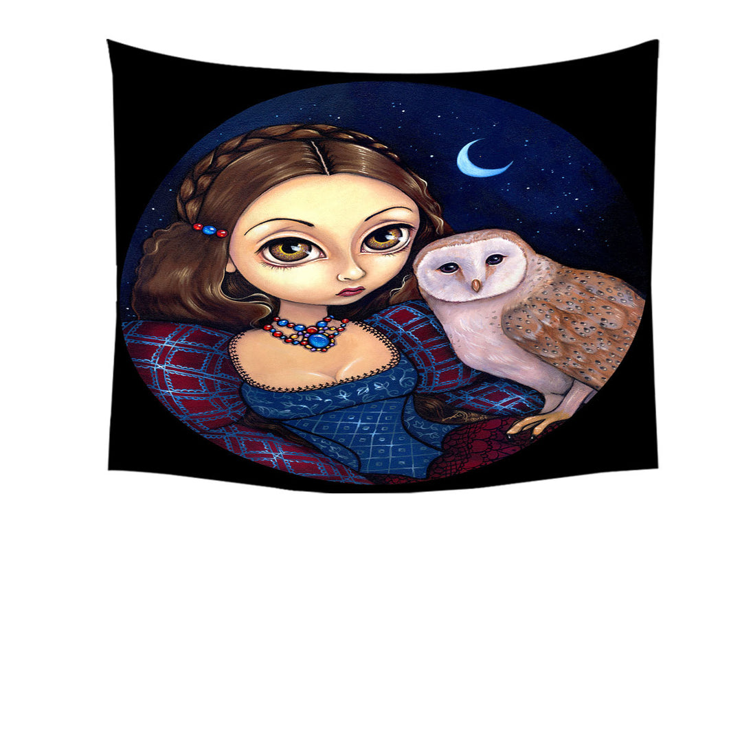 Night Sky Barn Owl Princess Tapestry Wall Decor