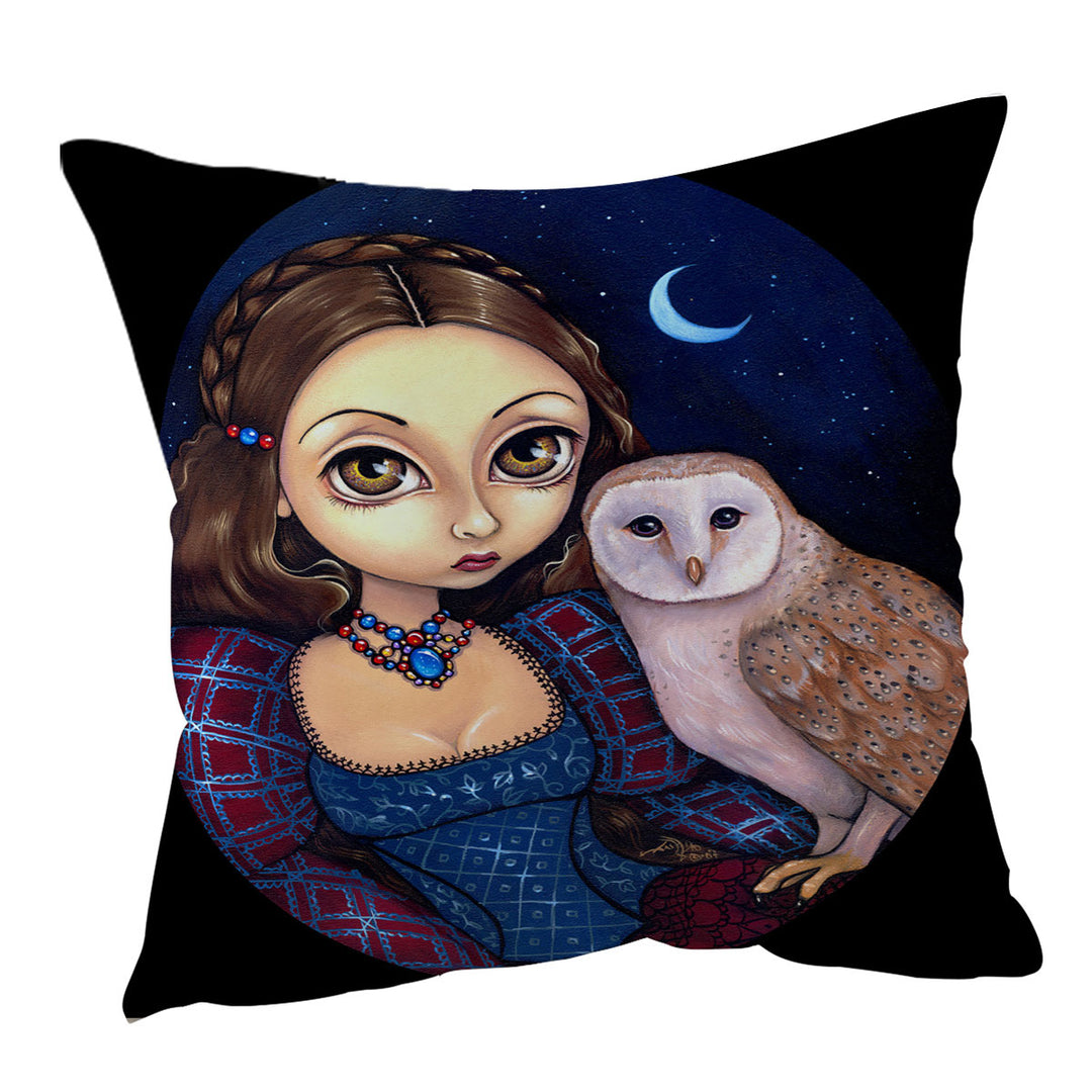 Night Sky Barn Owl Princess Throw Pillows