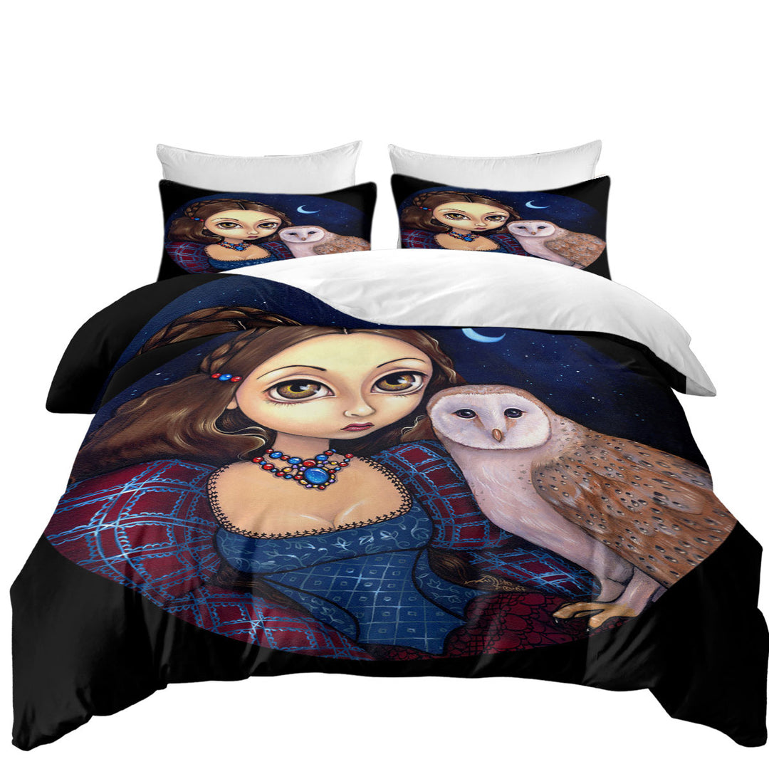 Night Sky Barn Owl Princess full Size Duvet Cover