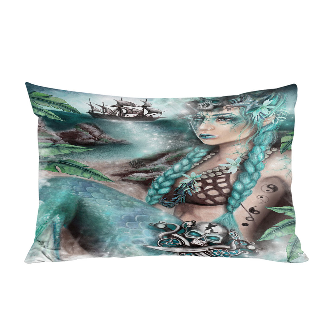 Nightshade Fantasy Art Pirate Ship and Mermaid Pillowcase