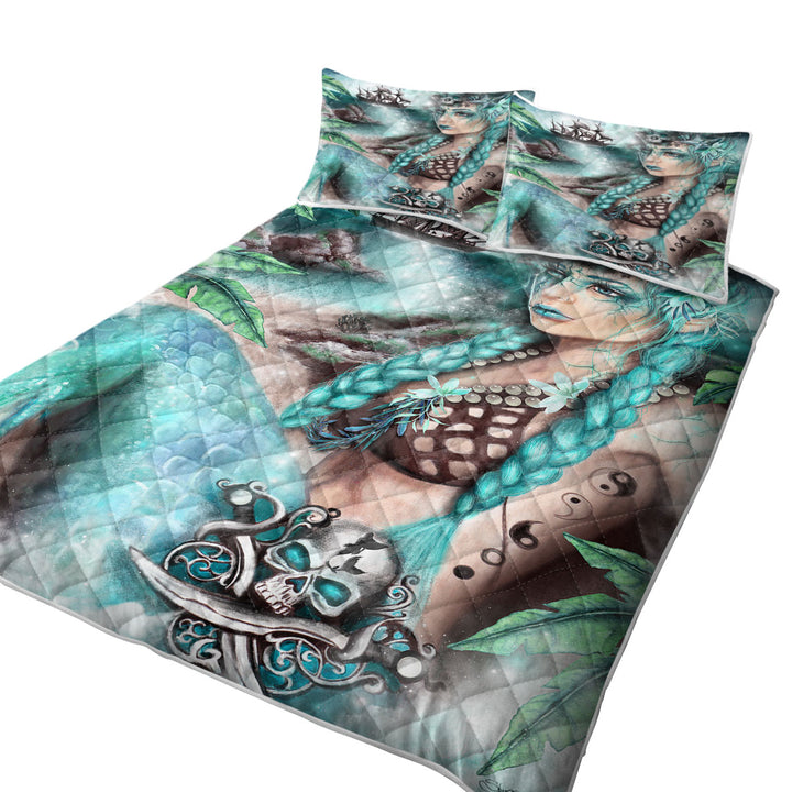 Nightshade Fantasy Art Pirate Ship and Mermaid Quilts for Beds