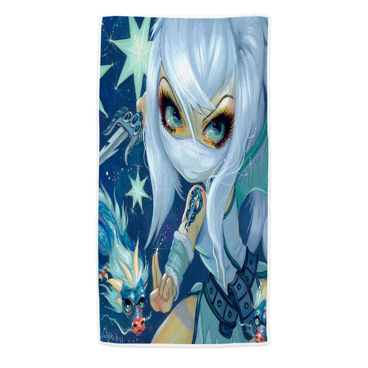 Ninja Pool Towels Faces of Faery _187 Ninja Girl and Star Dragon