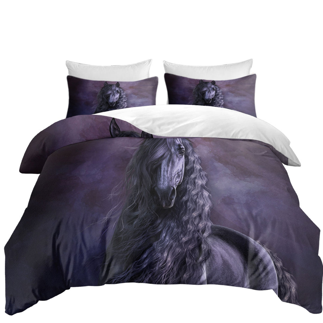 Noble Horse the Black Shadow Horses Art Twin Duvet Covers