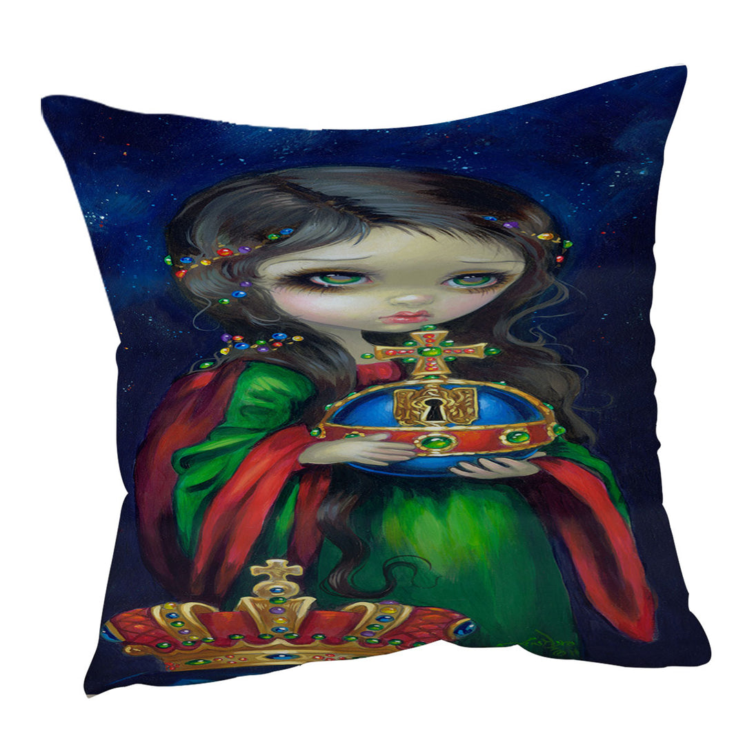 Occulto Orbis Beautiful Girl Holds Globus Cruciger Cushion Covers