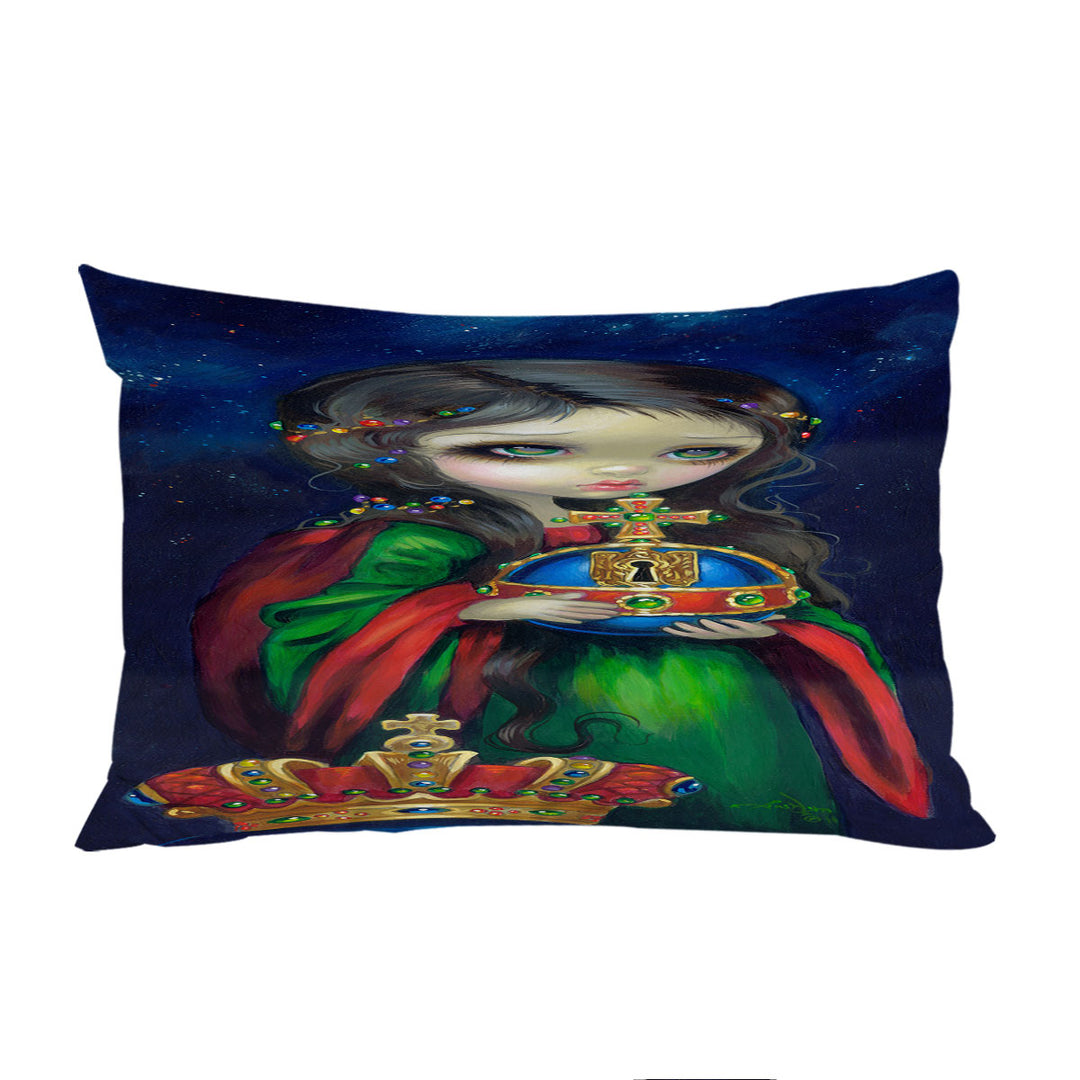 Occulto Orbis Beautiful Girl Holds Globus Cruciger Pillowcase