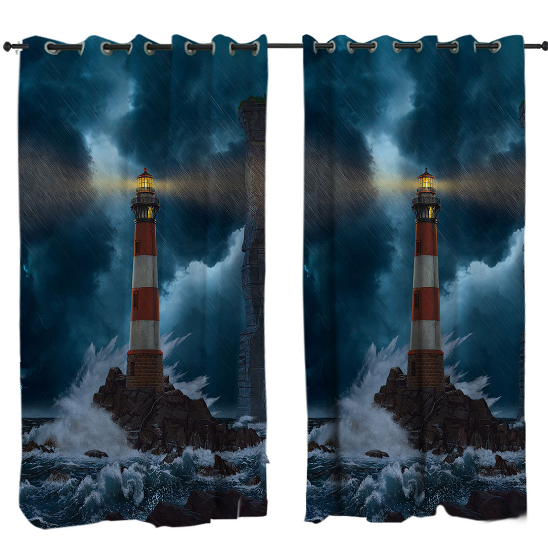 Ocean Coastal Art the Unbreakable Lighthouse Curtains