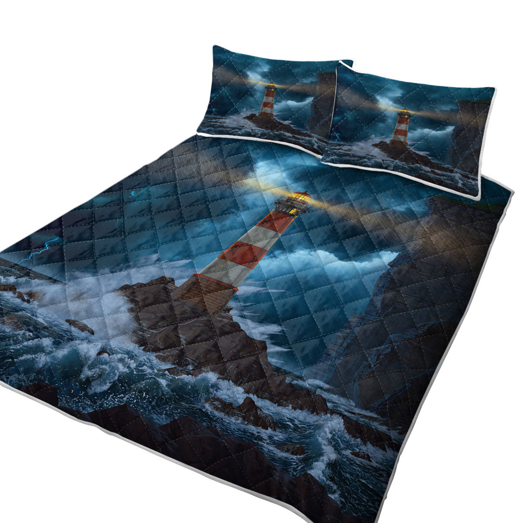 Ocean Coastal Art the Unbreakable Lighthouse King Quilt